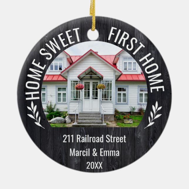 Custom Zuhause Sweet First Zuhause Weihnachten 202 Keramik Ornament (Hinten)