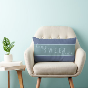 Custom "Zuhause Sweet Zuhause" Blue & Gray Lumbar Lendenkissen