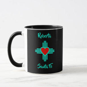 Custom Zuhause Town & Name Zia Heart Black Gift Te Tasse