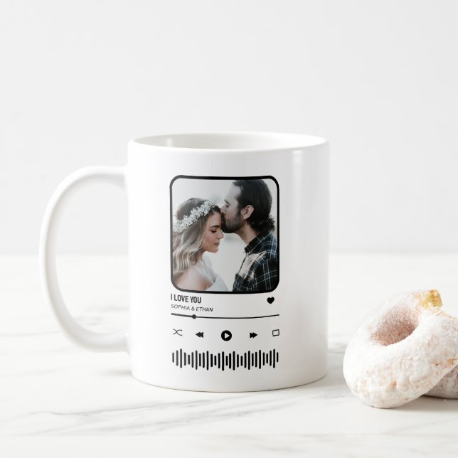Custome Foto Song Playlist Couple Valentine's Day Kaffeetasse (Mit Donut)