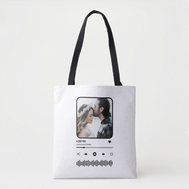 Custome Foto Song Playlist Couple Valentine's Day Tasche (Vorderseite)