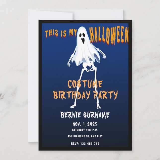 CUSTOME HALLOWEEN COSTUME BIRTHDAY PARTY  EINLADUNG (Vorderseite)