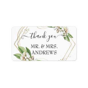 Customer-specific "Thank you!" floral, beautiful Adressaufkleber