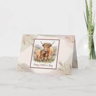 CustomFrohe Muttertag Highland Kuh Neutral Boho Karte