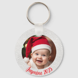 Customisable Aluminium Circle baby First Christmas Schlüsselanhänger