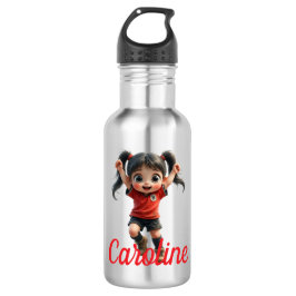 Customisable Chibi Style Girl Soccer Player Edelstahlflasche