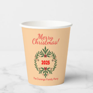 Customisable Christmas Festive Floral Wreath  Pappbecher