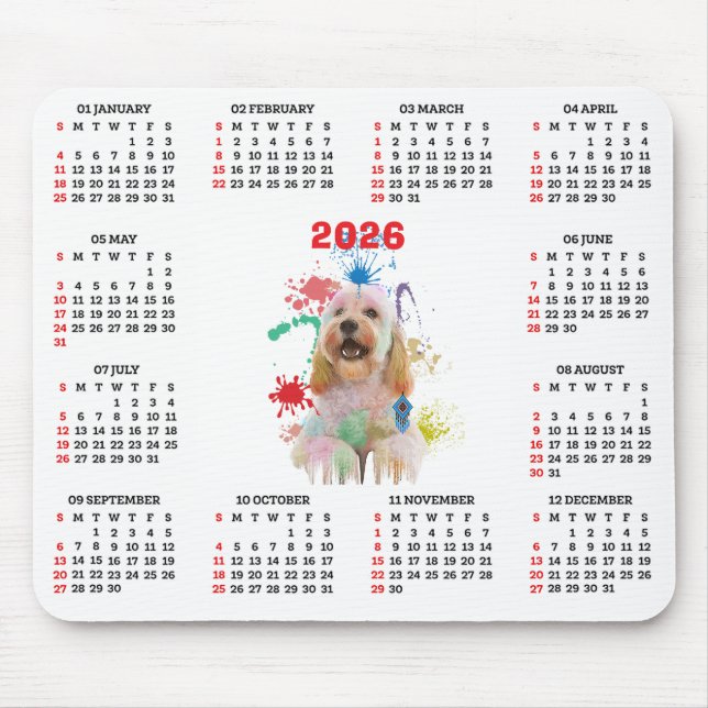 Customisable Cute Cockapoo Dog Calendar  Mousepad (Vorne)