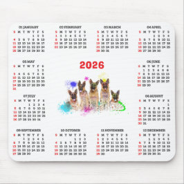 Customisable Cute German Shepherd Dog Calendar  Mousepad