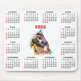 Customisable Cute Pittie Dog Calendar Mousepad