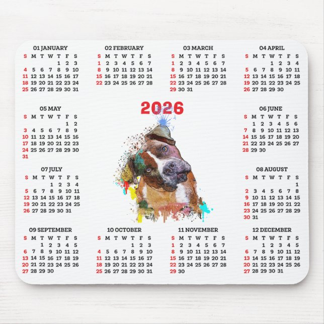 Customisable Cute Pittie Dog Calendar   Mousepad (Vorne)