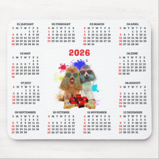 Customisable Cute Poodle Dog Calendar Mousepad
