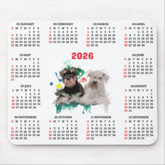 Customisable Cute Schnauzer Dog Calendar Mousepad