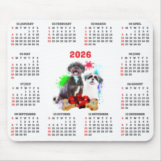 Customisable Cute Shih Tzu Dog Calendar Mousepad