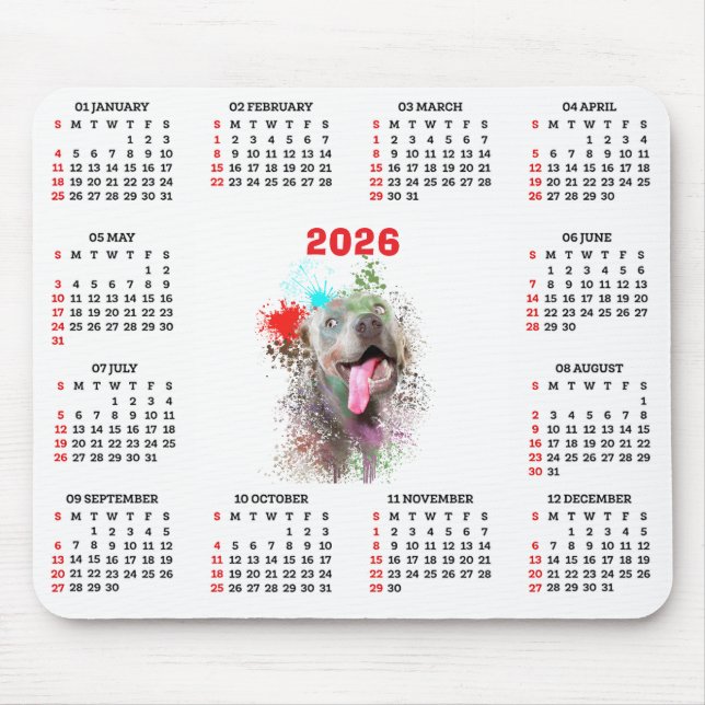 Customisable Cute Weimaraner Dog Calendar  Mousepad (Vorne)