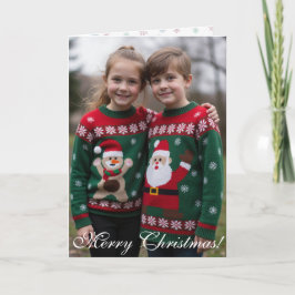 Customisable Digital Photo Centrepiece Folded Xmas Karte