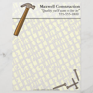 Customisable En-tête de lettre de marteau et de clous