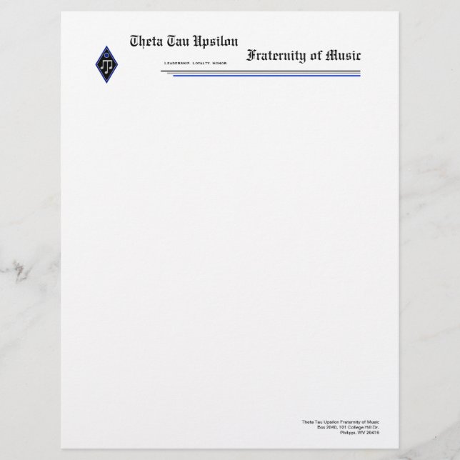 Customisable En-tête de lettre de Tau Upsilon de thêta (Devant)