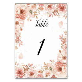 Customisable Floral Wedding Pink Roses Table Numbe Tischnummer