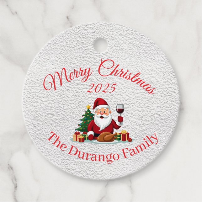 Customisable Happy Santa Claus Christmas Dinner Geschenkanhänger (Vorderseite)
