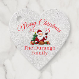 Customisable Happy Santa Claus Christmas Heart Geschenkanhänger