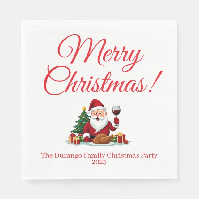 Customisable Happy Santa Claus Christmas Luncheon Serviette (Vorderseite)