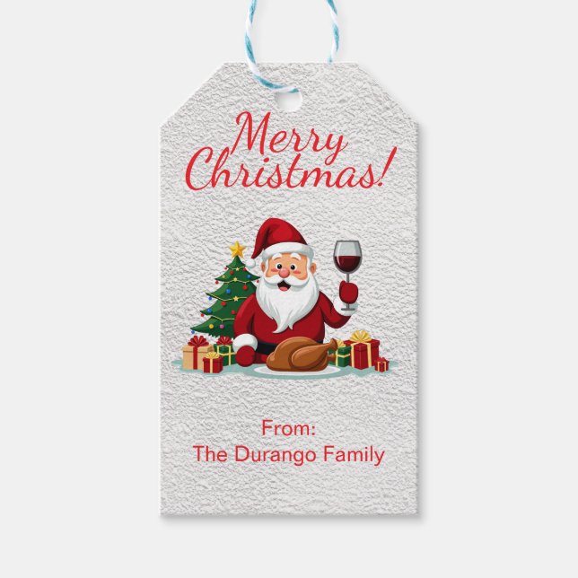 Customisable Happy Santa Claus Christmas Party Geschenkanhänger (Vorderseite)