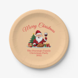 Customisable Happy Santa Claus Christmas Party Pappteller