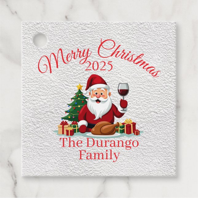 Customisable Happy Santa Claus Christmas Square Geschenkanhänger (Vorderseite)
