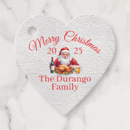 Customisable Jolly Santa Claus Christmas Heart Geschenkanhänger
