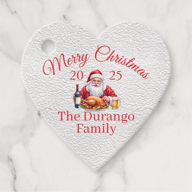 Customisable Jolly Santa Claus Christmas Heart Geschenkanhänger (Vorderseite)