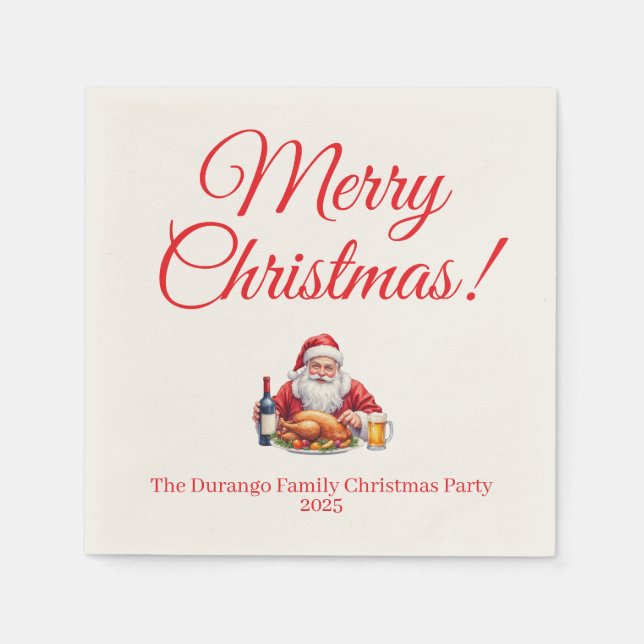 Customisable Jolly Santa Claus Christmas Party Serviette (Vorderseite)