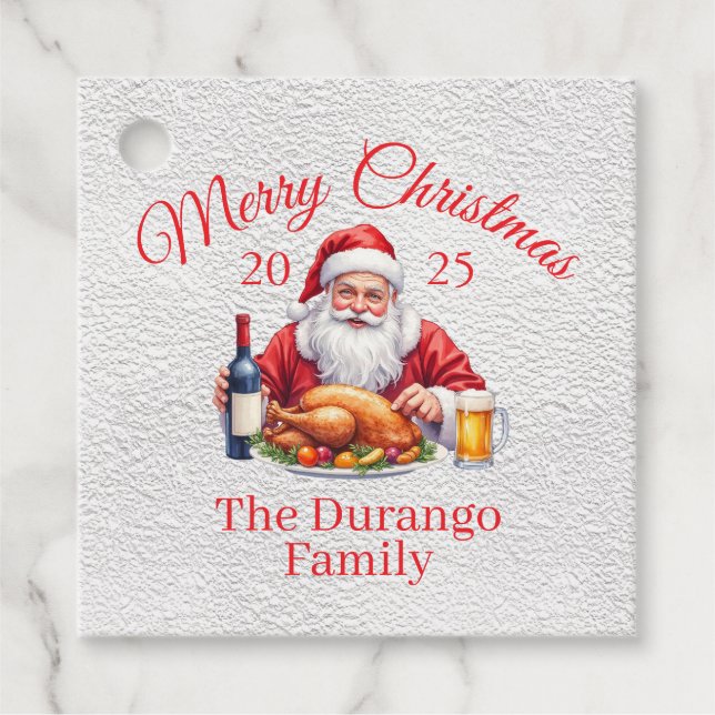 Customisable Jolly Santa Claus Christmas Square Geschenkanhänger (Vorderseite)