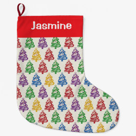 Customisable Minimal Colourful Christmas Tree Großer Weihnachtsstrumpf