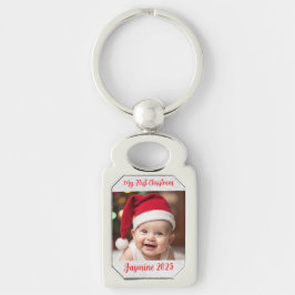 Customisable Rectangle Metal Baby First Christmas Schlüsselanhänger