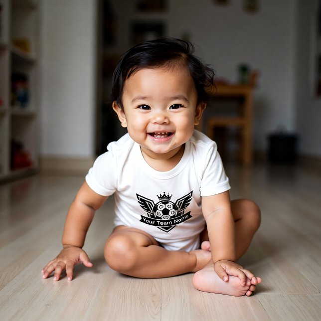 Customisable Winged Soccer Ball Logo Baby Team Strampler (Von Creator hochgeladen)