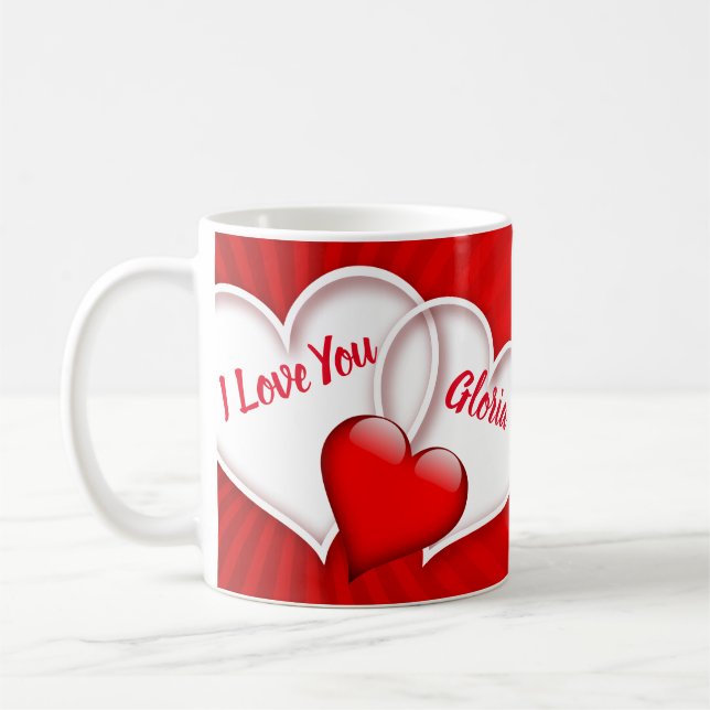 Customisé Je t'aime Mug (Gauche)