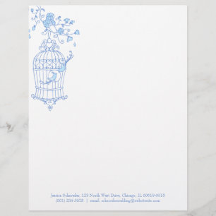 Customisée En-tête de lettre bleu de cage à oiseaux d'aqua