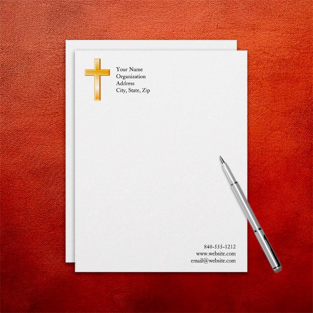 Customisée En-tête de lettre Christian Cross (Customize your stationery with a gold Christian Cross letterhead. )