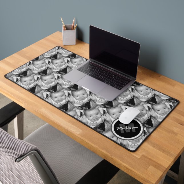 Customisez votre motif photo noir blanc Monogramme (Bureau 2)