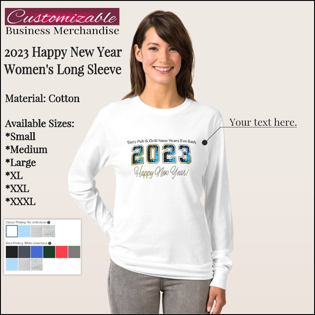 Customizable 2023 Happy New Year Long Sleeve Shirt (Von Creator hochgeladen)