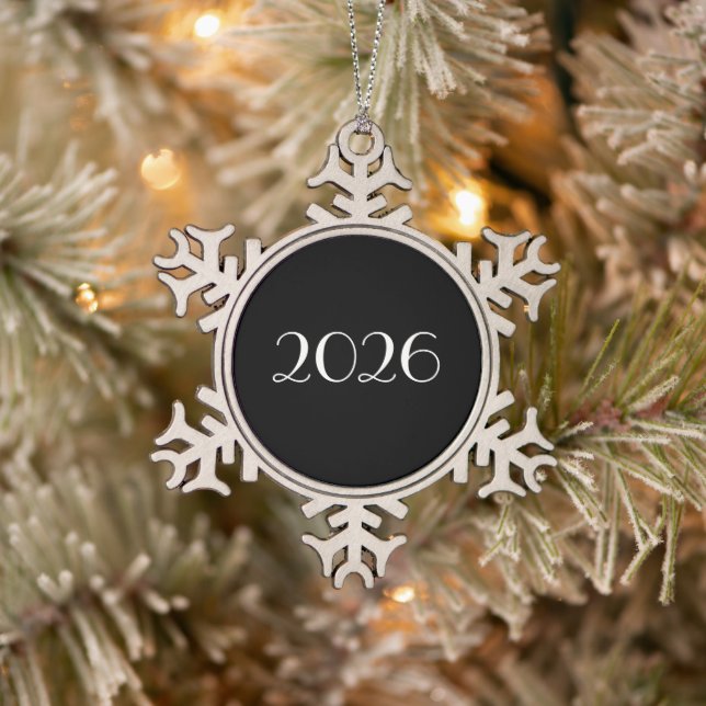 customizable 2026 schneeflocken Zinn-Ornament (Baum)