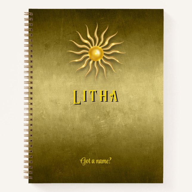 Customizable 8.5 x 11 Litha Summer Golden Notebook Notizbuch (Vorderseite)