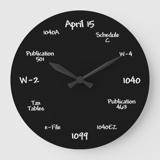 Customizable Accountant Clock - Tax Time Clock Große Wanduhr (Vorderseite)