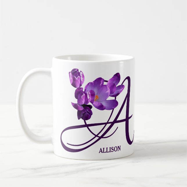 Customizable Allison name hot purple flowers boho  Kaffeetasse (Links)