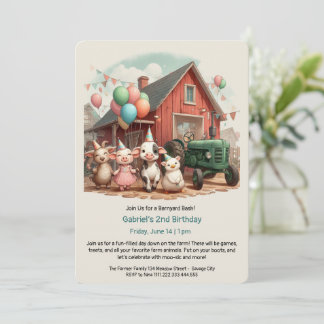 Customizable Barnyard Animal Birthday Einladung