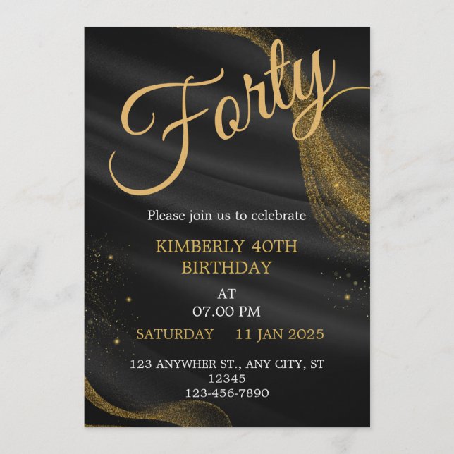 customizable birthday invite Elegant Birthday Card Einladung (Vorderseite)