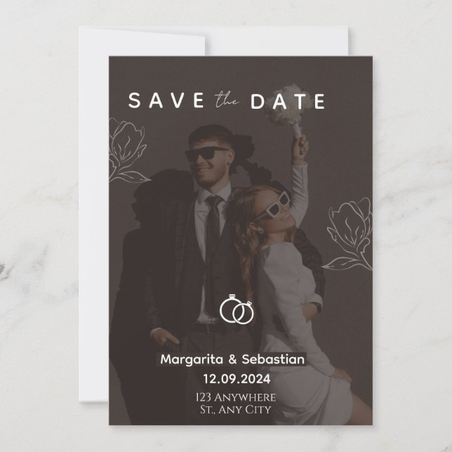 Customizable Chic Black with photo save the date  Einladung (Vorderseite)