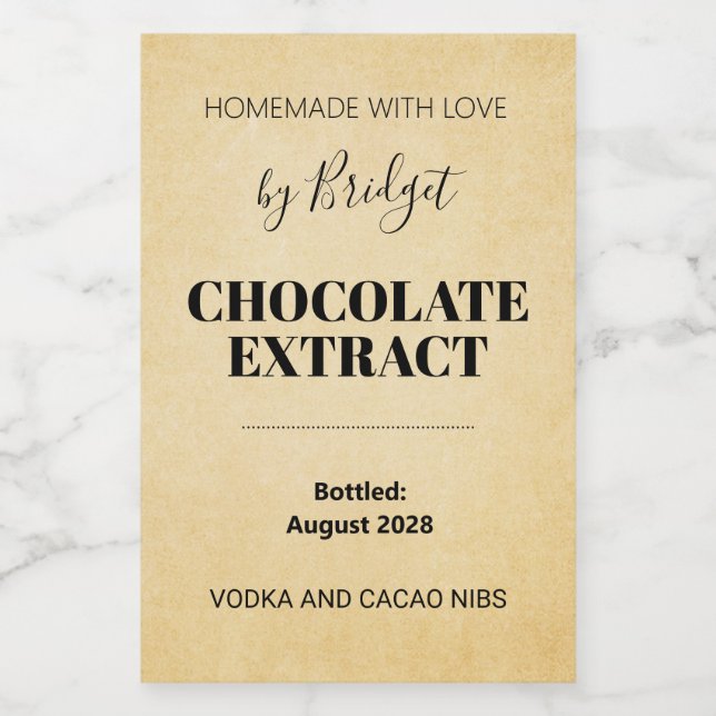 Customizable Chocolate Extract Label Weinetikett (Einzelnes Label)