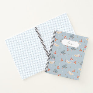 Customizable Christmas Birds Seamless Pattern Notizbuch